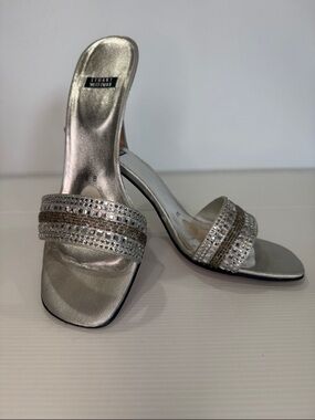 Stuart Weitzman Silver Embellished Slide Sandals
